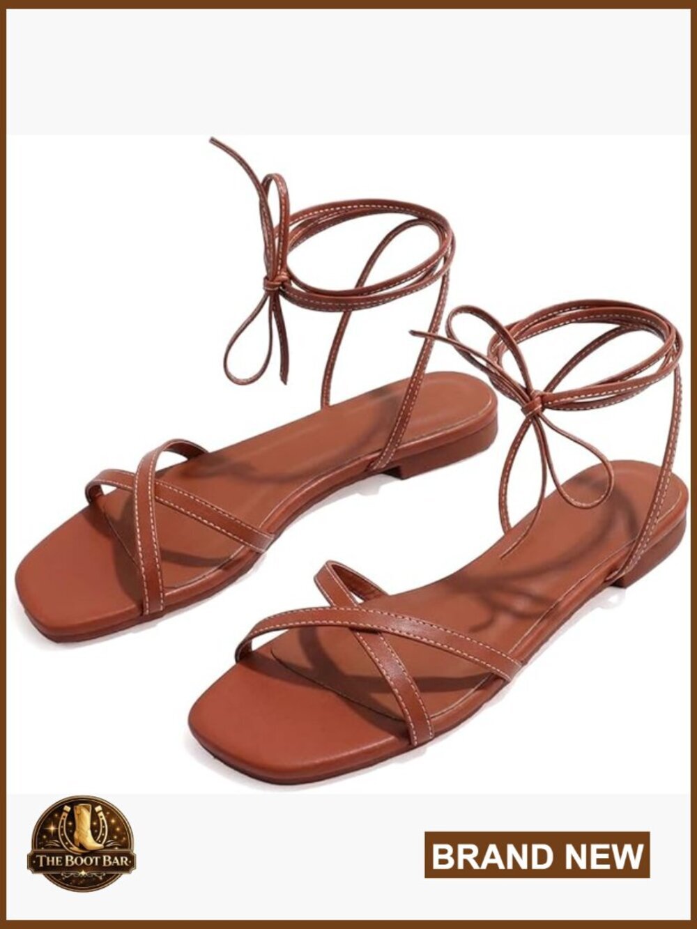Strappy Square Toe Gladiator Sandals Comfortable Slide On Flats